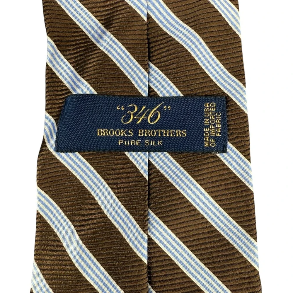 Brooks‎ Brothers 346 Silk Striped Necktie Brown Blue Men's Accessory